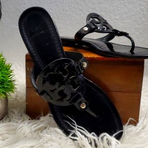 Authentic Tory Burch Black Patent Sandals, sz 9